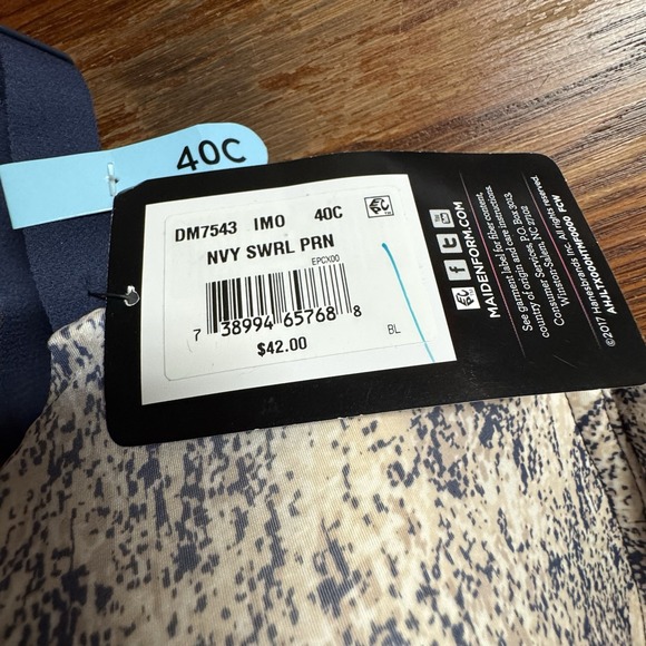 Maidenform Bra 40C Padded Underwire NWT Navy Swirl Print - Picture 6 of 6